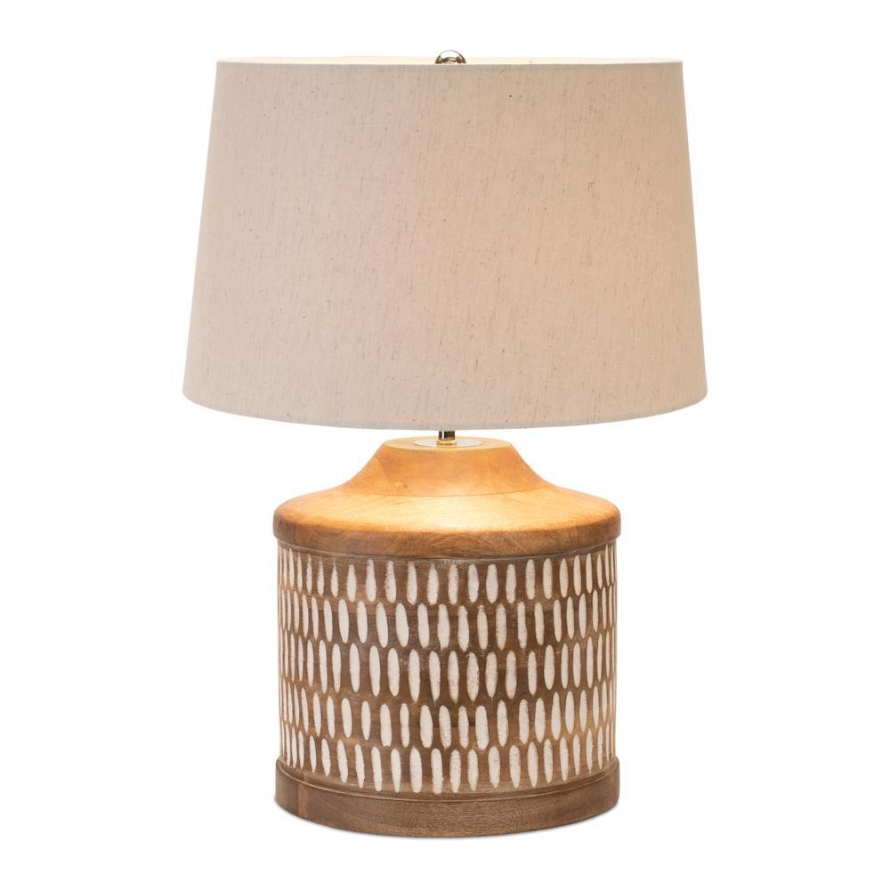 CARVED WOOD TABLE LAMP