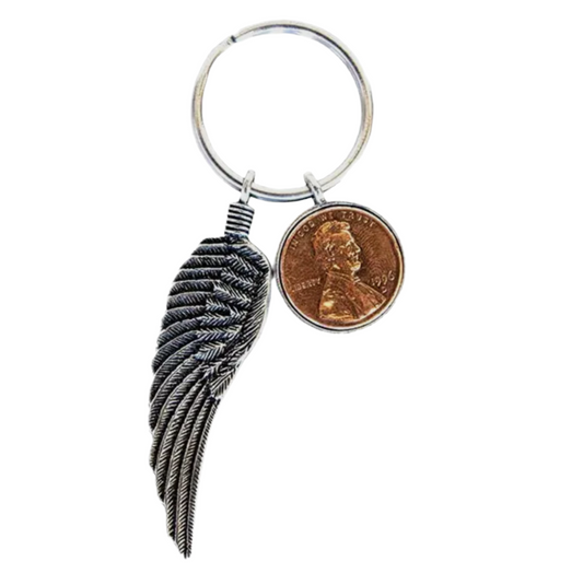 ANGEL WING + PENNY KEYCHAIN