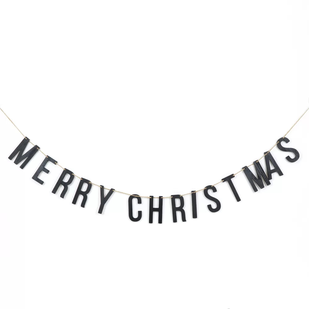 'MERRY CHRISTMAS' WOOD GARLAND