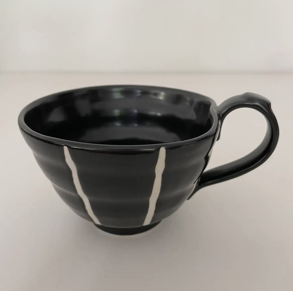 BLACK + WHITE STRIPED MUG
