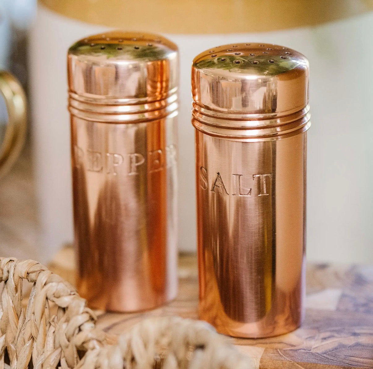 COPPER SALT + PEPPER SHAKERS
