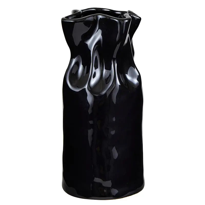 CINCHED BLACK VASE