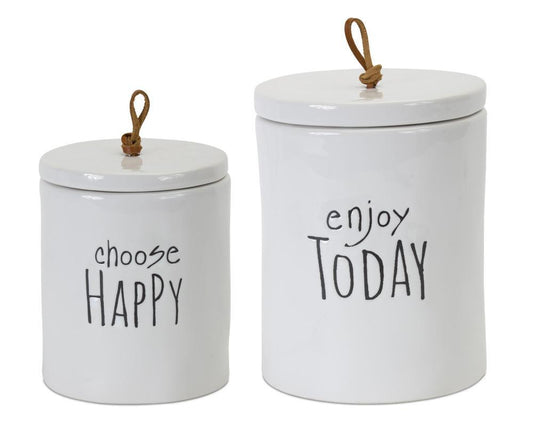 STONEWARE CANISTER - SET OF 2