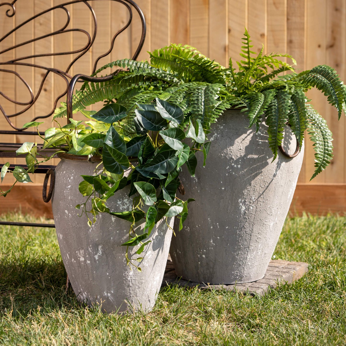 AGED STONE PLANTER SET